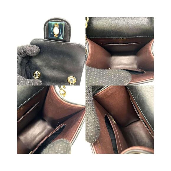 Pre Loved Louis Vuitton Chanel Classic Double Flap Mini Flap Bag Black Lambskin - Picture 6 of 8